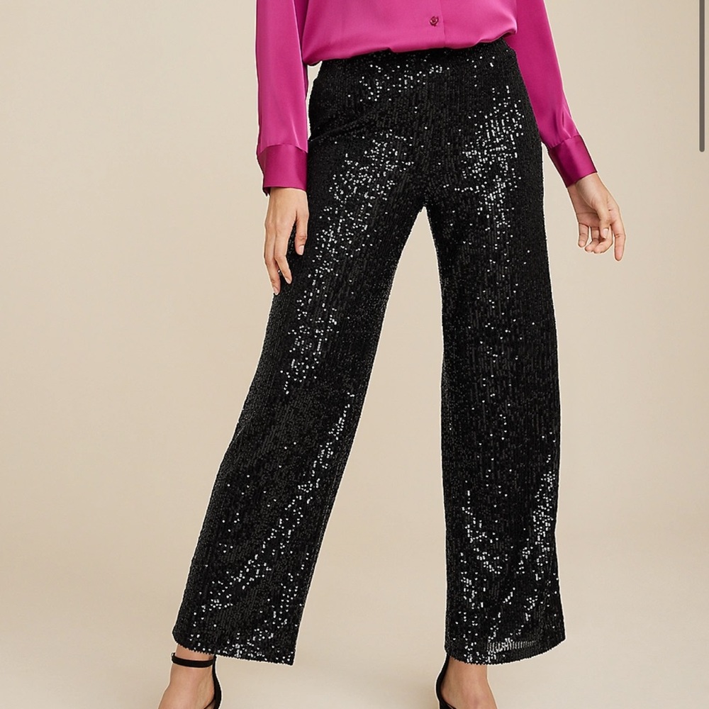 High Rise Sequin Pants - Wide Leg